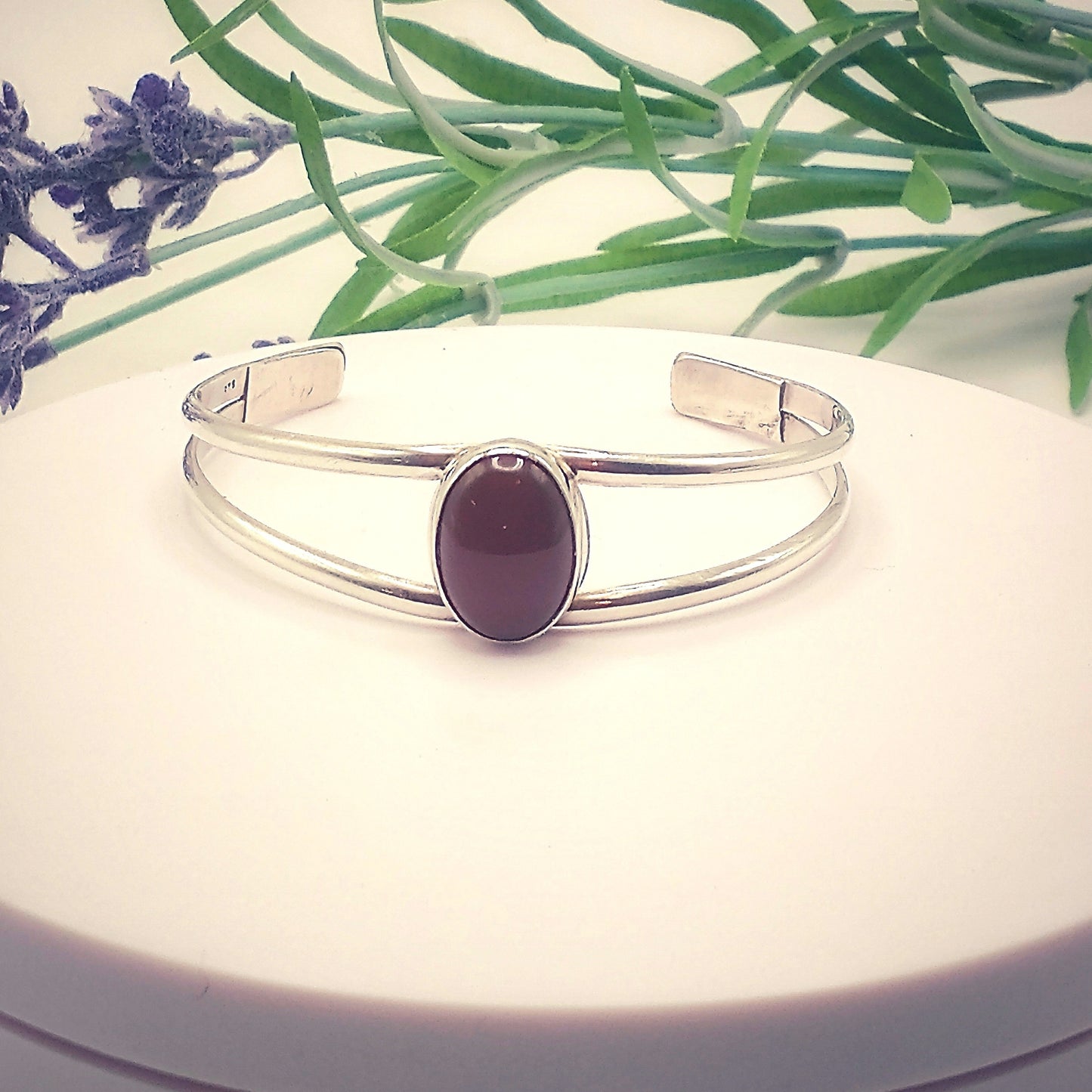 Sterling Silver and Carnelian Cuff Bracelet