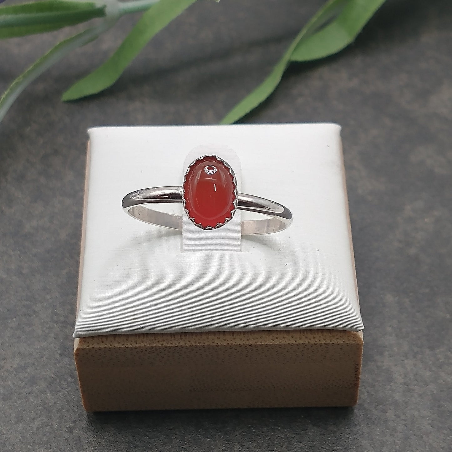 Carnelian Solitaire Sterling Silver Ring