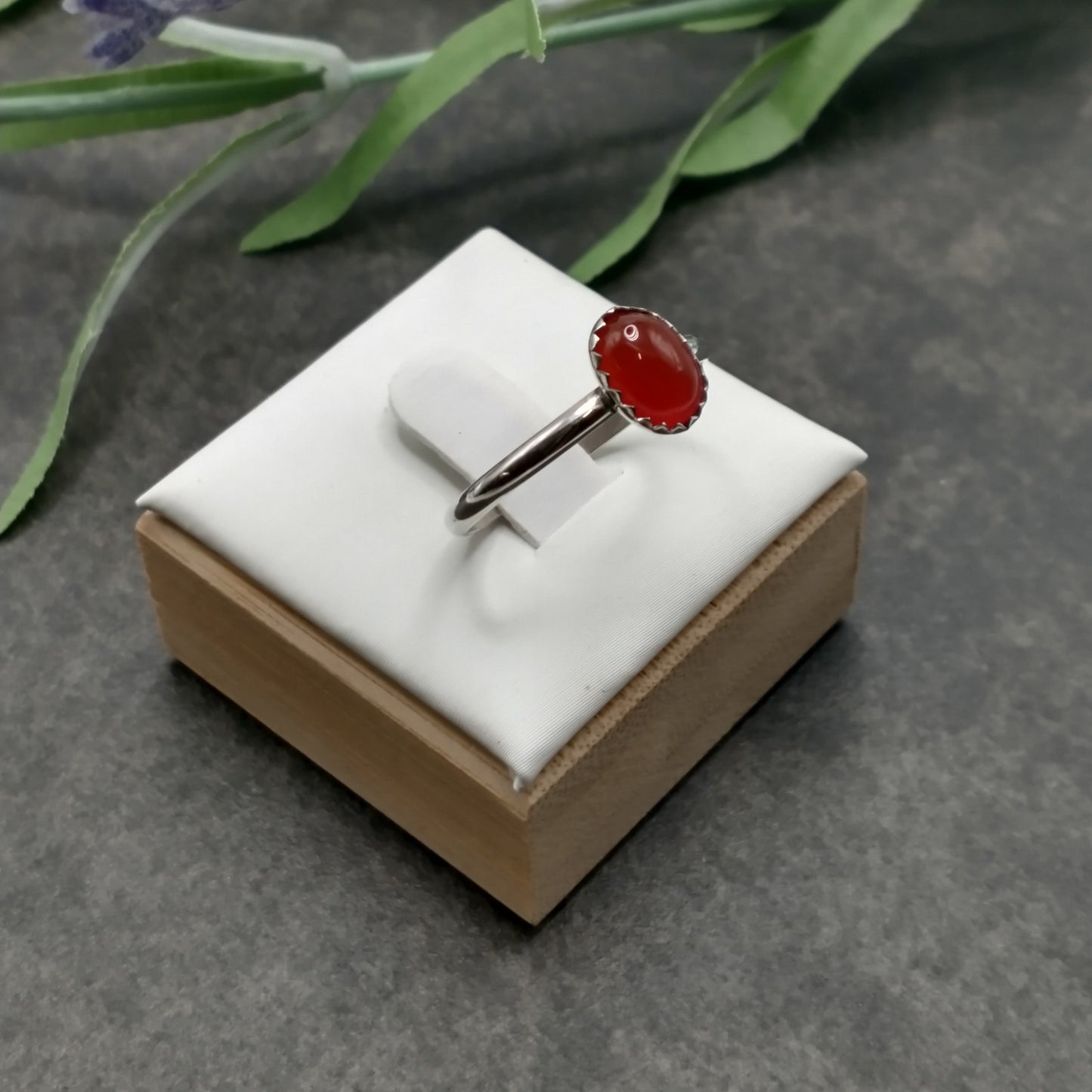 Carnelian Solitaire Sterling Silver Ring