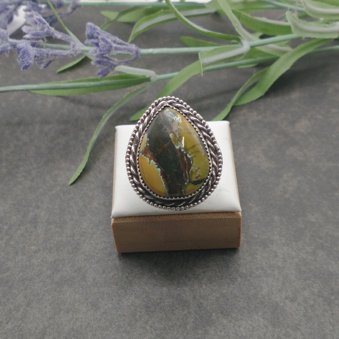 Turquoise Ring Teardrop Shaped Size 9