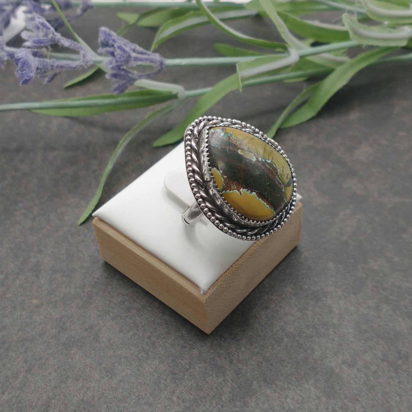 Turquoise Ring Teardrop Shaped Size 9