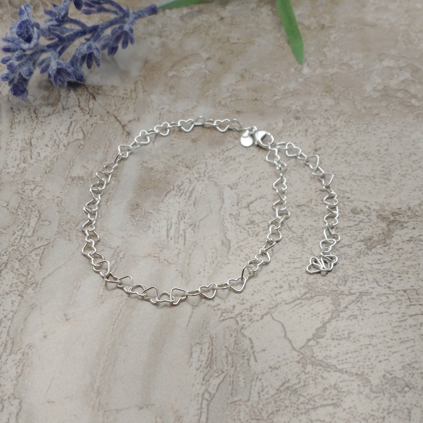 Sterling Silver Linked Hearts Bracelet