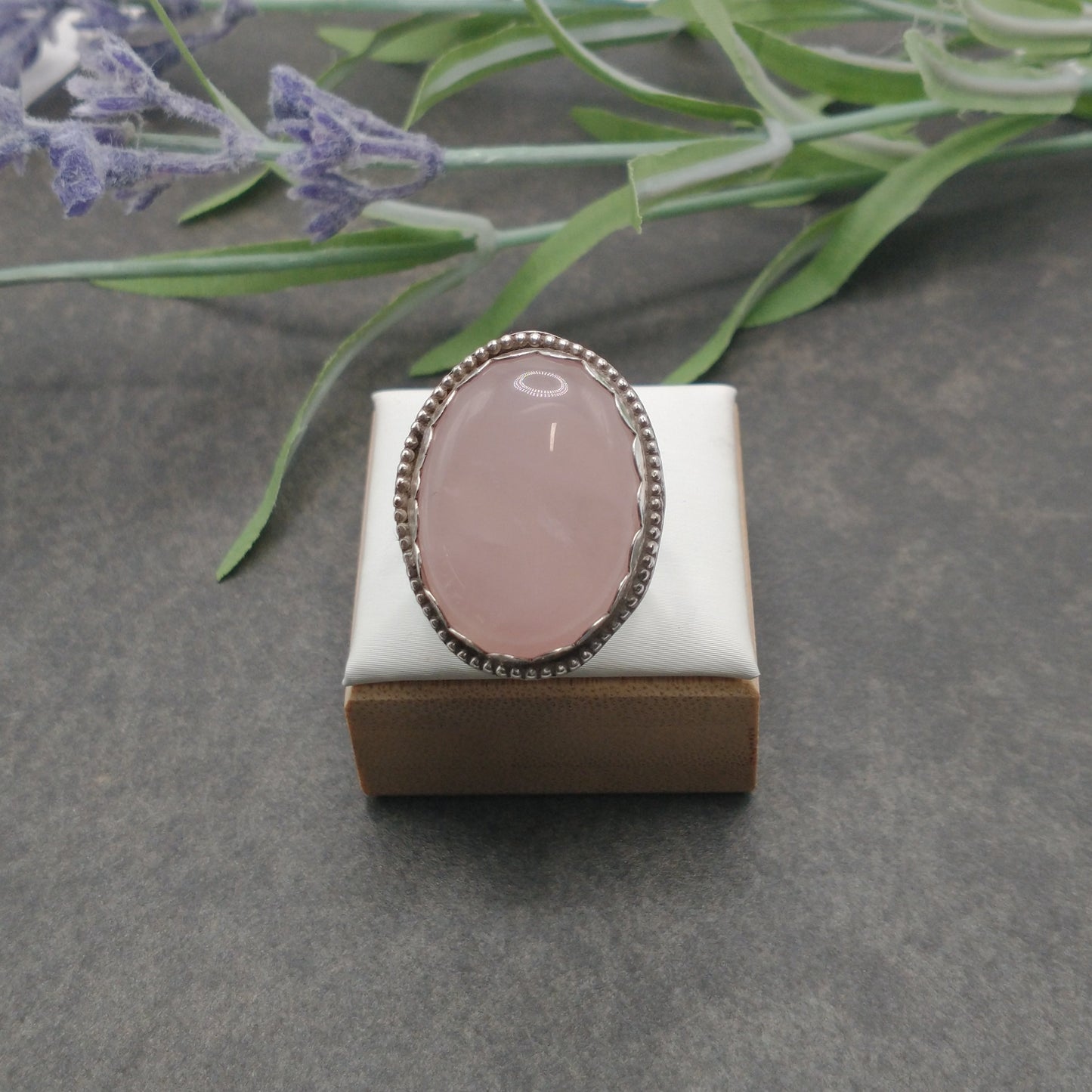 Rose Quartz Statement Ring Size 9.5