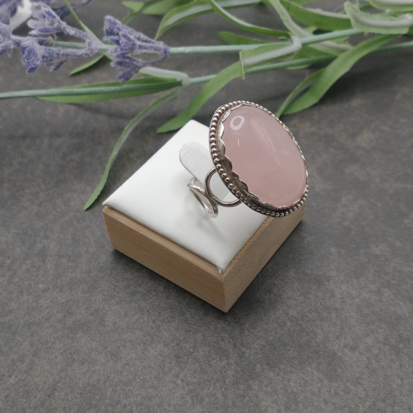 Rose Quartz Statement Ring Size 9.5